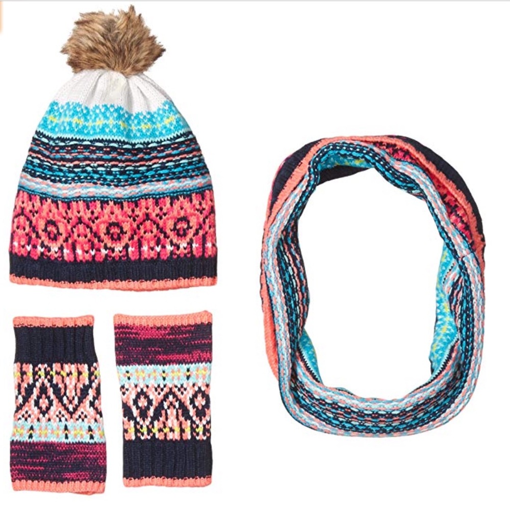 ABG Girls Accessories Set Hat, Scarf & Handwarmers